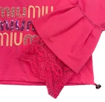 ست دورس و شلوار دخترانه miu miu گیپور دار | کد 401313(ارسال رایگان) - Image 3